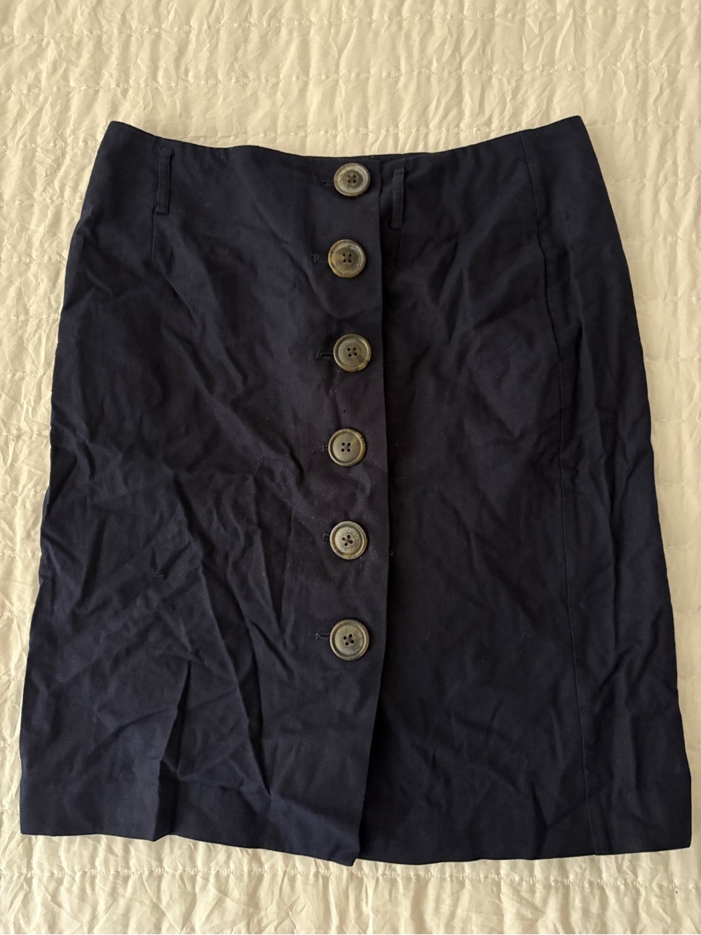 Boden Navy Button-Front Pencil Skirt